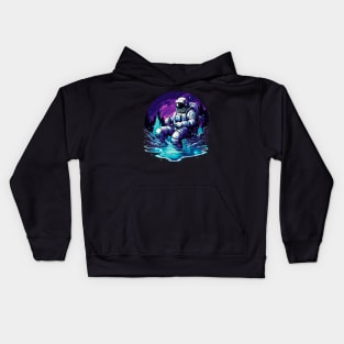 astronaut sitting on a planet and thumb up Kids Hoodie